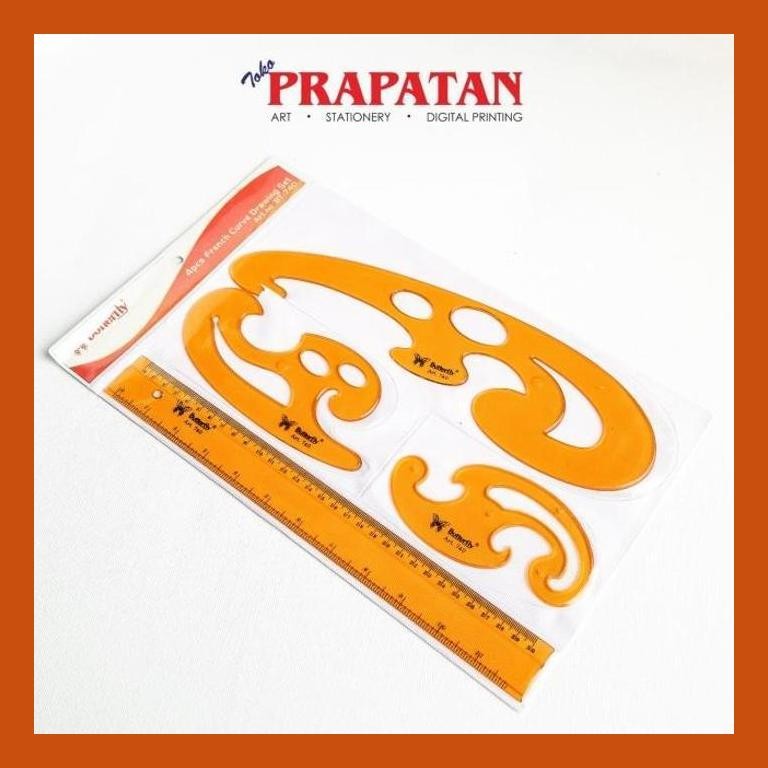

[ PERALATAN LUKIS / GAMBAR ] PENGGARIS CURVA BUTTERFLY ART 740 SET 4 PCS / FRENCH CURVE DRAWING SET PACKING AMAN