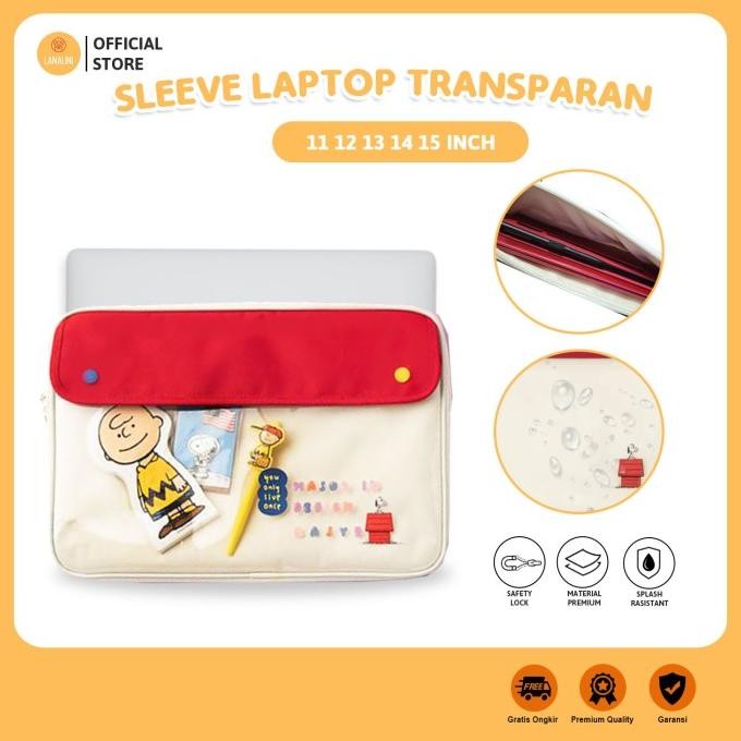 TERLARIS - Tas Sleeve Apple Macbook Air Pro 11 13 15 Inch Transparan- Snoopy Lucu