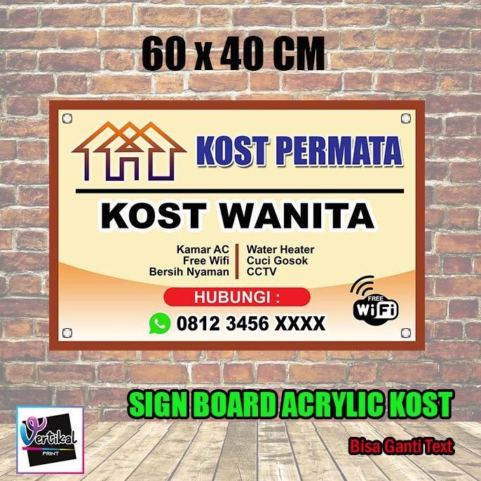 

BEBAS ONGKIR - Sign Board Stiker Akrilik 3mm Terima Kost 60x40cm dengan Pen/Baut Iklan
