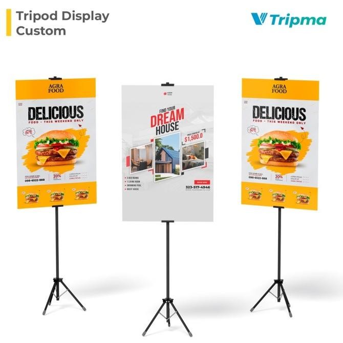 BEBAS ONGKIR - Tripod Stand Sign - Tripod Display - Papan Iklan + Foam Board 50x70
