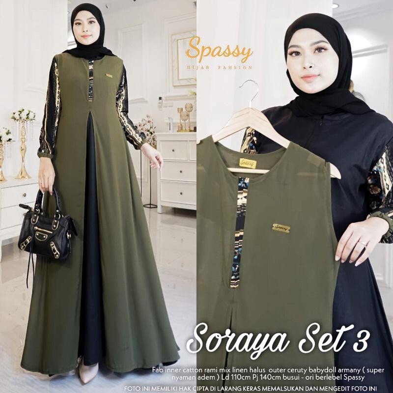 NAFEL - SORAYA Set 3 by SPASSY Merah Polos Katun XL