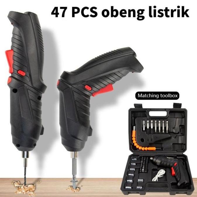 Set Obeng Listrik 47 Buah untuk Rumah Bor Listrik Multifungsi Mini Bor Isi Ulang Bor Listrik Genggam