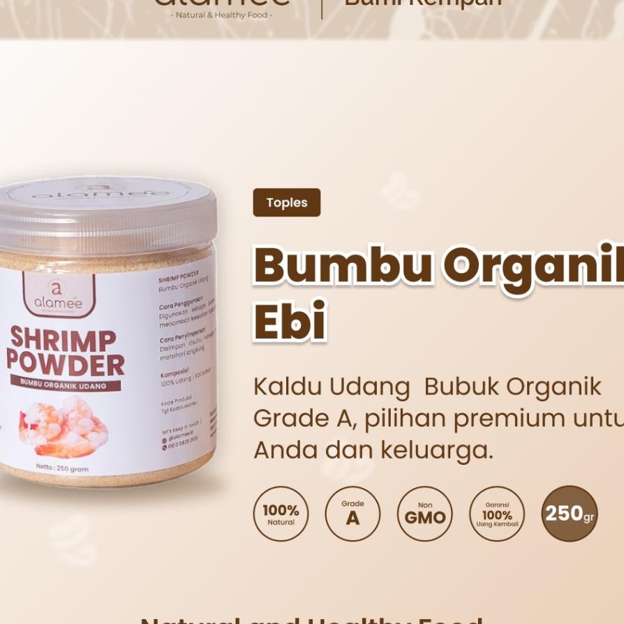

Alamee Ebi Bubu Halu Udang Bumbu Dapur Organi Hrimp Powder Giling Prati Tople Eaoning 250Gr