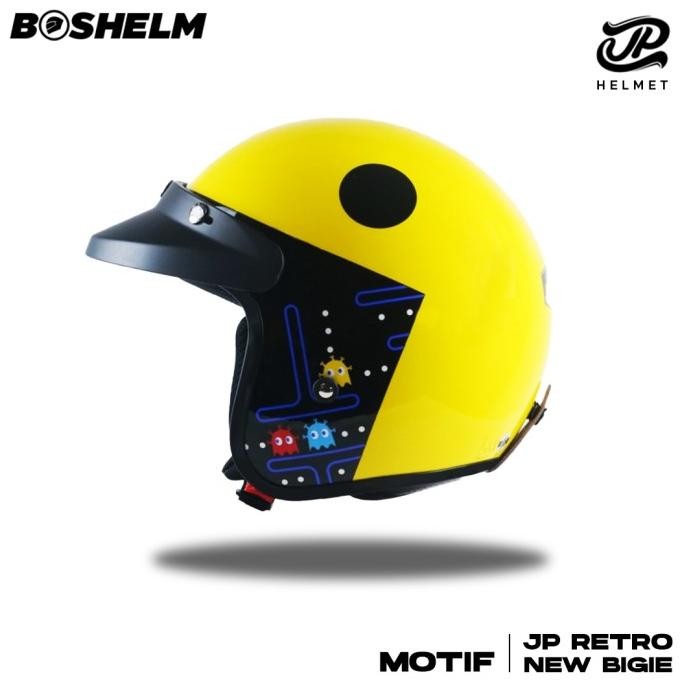 HOT PROMO Helm Retro JP BIGIE PAC INVADERS YELLOW LEMON Helm Half Face SNI