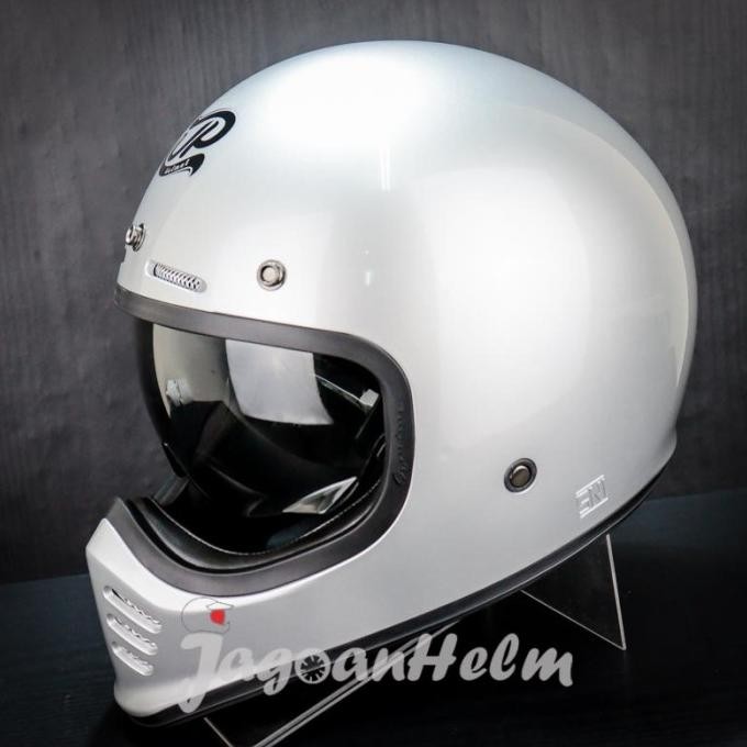 JUAL JPX HELM JP SIGNATURE SOLID | SILVER GLOSSY | RETRO CLASSIC DDRING
