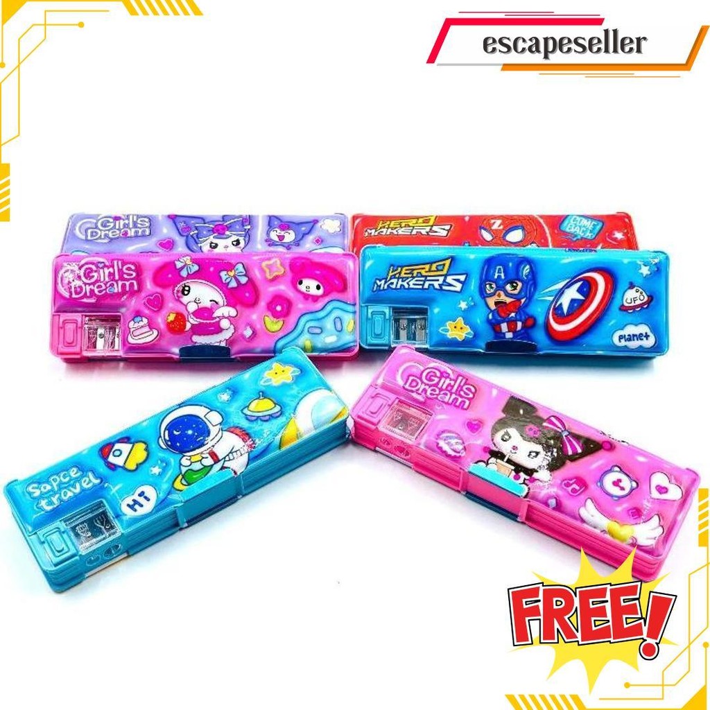 

Kotak Tempat Pensil Magnet Rautan Aveger Spiderman Kuromi My Melody Astronot Bagus Bisa Cod