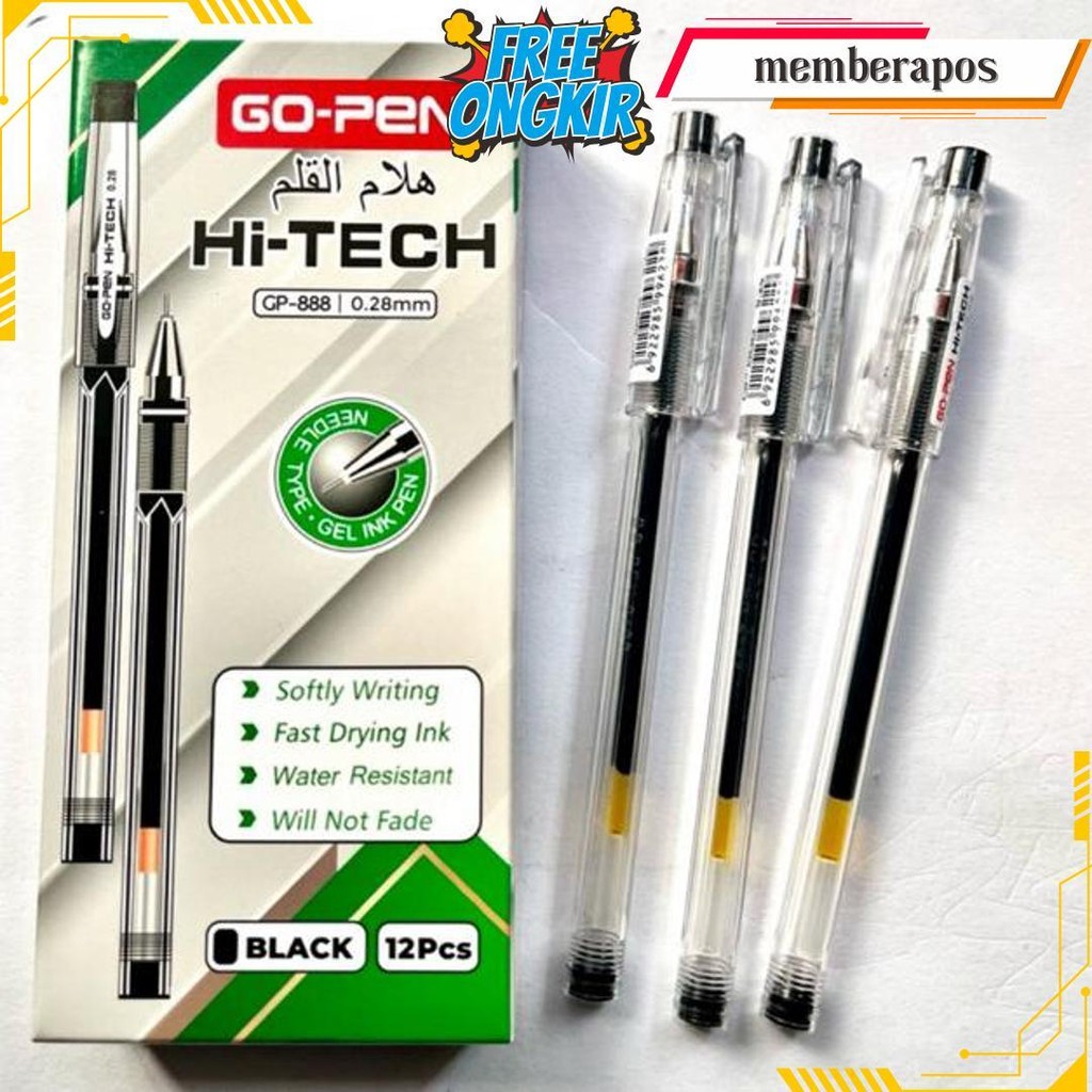 

Pulpen Gel Gp-888 Hi-Tech/0,28/12 Pcs/Tinta Hitam(Pak) Terlaris