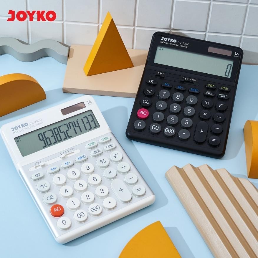 

TC21 JOYKO CC 70CO CHECK & CORRECT CALCULATOR - Kalkulator With Alumunium Surface 14 Digit Cek ulang Original