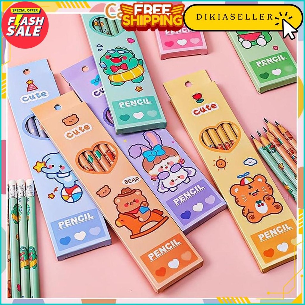 

6 Pcs Pensil Hb Lucu Imut Souvenir Kado Bear Rabbit Frog Siap Kirim