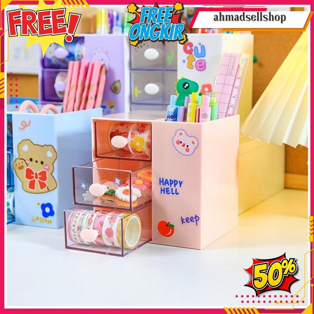 

Laci Mini Atk Tempat Pensil Pulpen Alat Tulis Aksesoris Storage Organizer Motif Lucu Bisa Cod