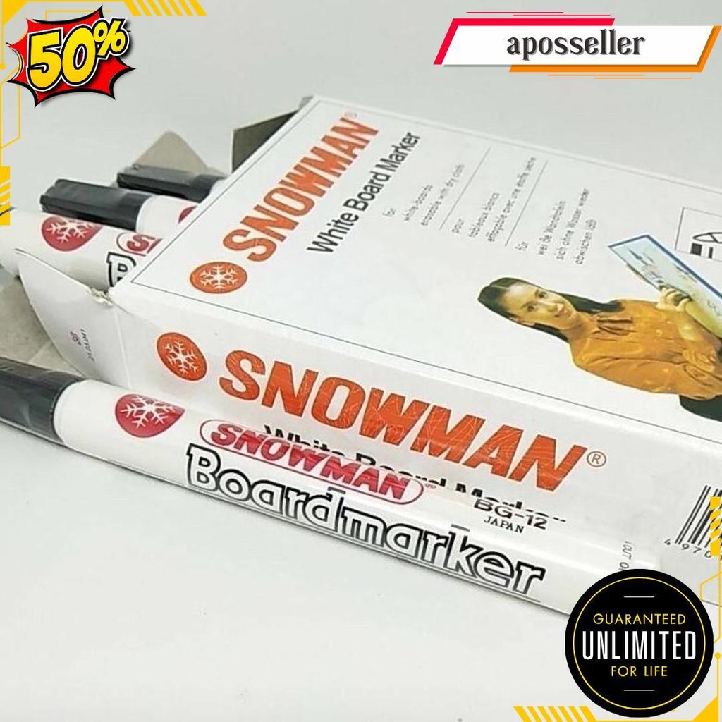 

Spidol Snowman Whiteboard Bg-12 (Satuan) Hitam Cod