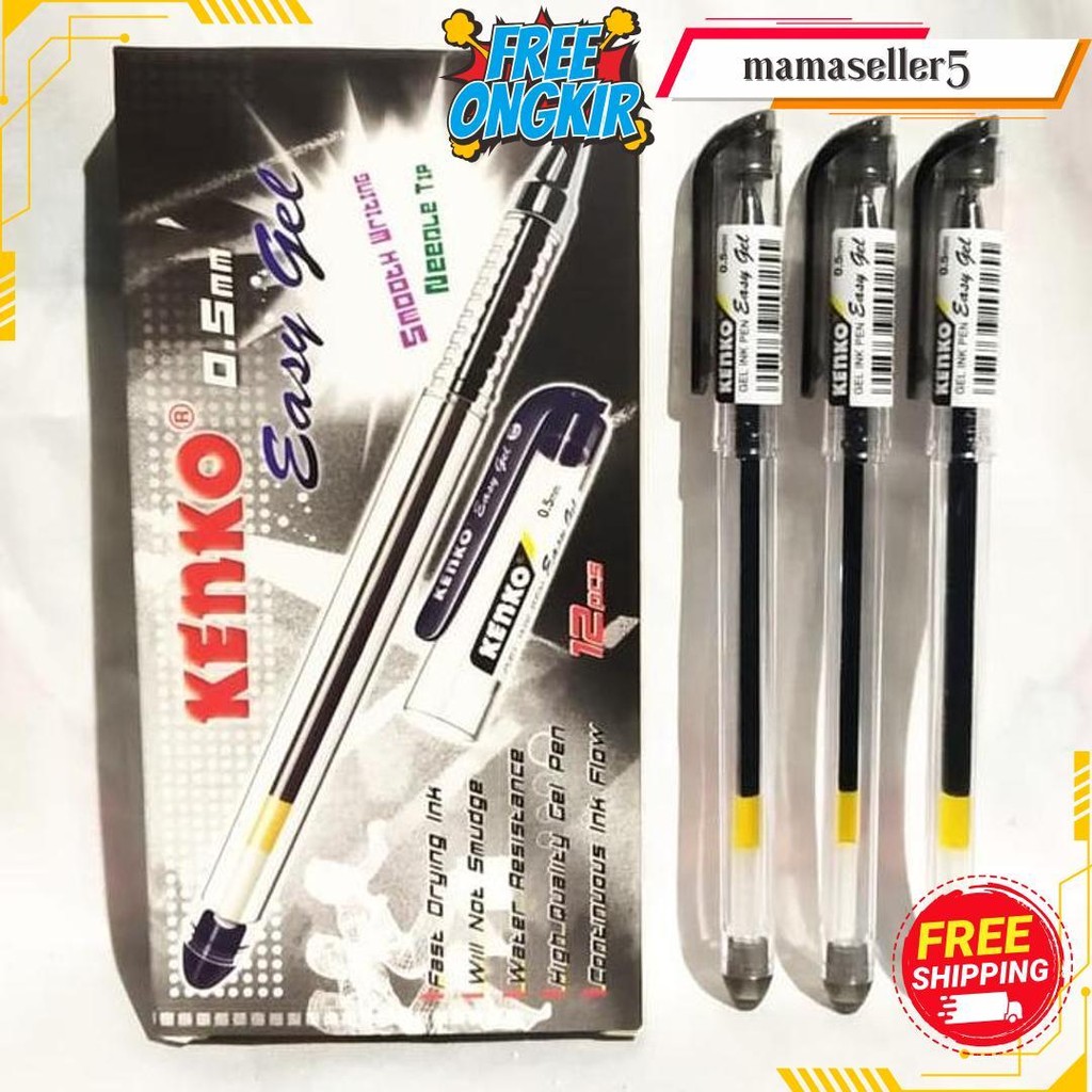 

Kenko Pulpen Easy Gel 0.5Mm Hitam / Biru Harga Per Lusin Isi 12Pcs Bisa Cod