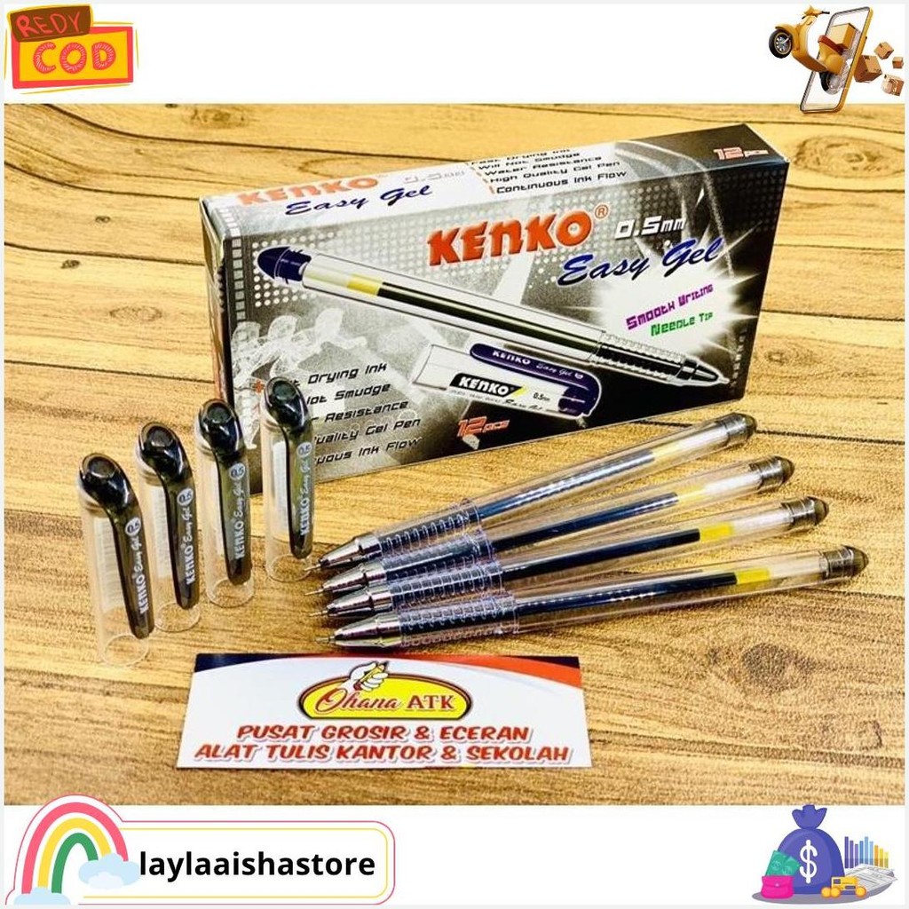 

(1Pak) Pulpen / Gel Pen Kenko Easy Gel 0,5 Mm / Lusin 12Pcs Gratis Ongkir