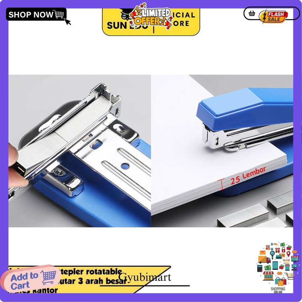 

Triple Stapler Stepler Rotatable/ Staples Meja Putar 3 Arah Besar/ Staples Kantor Siap Kirim