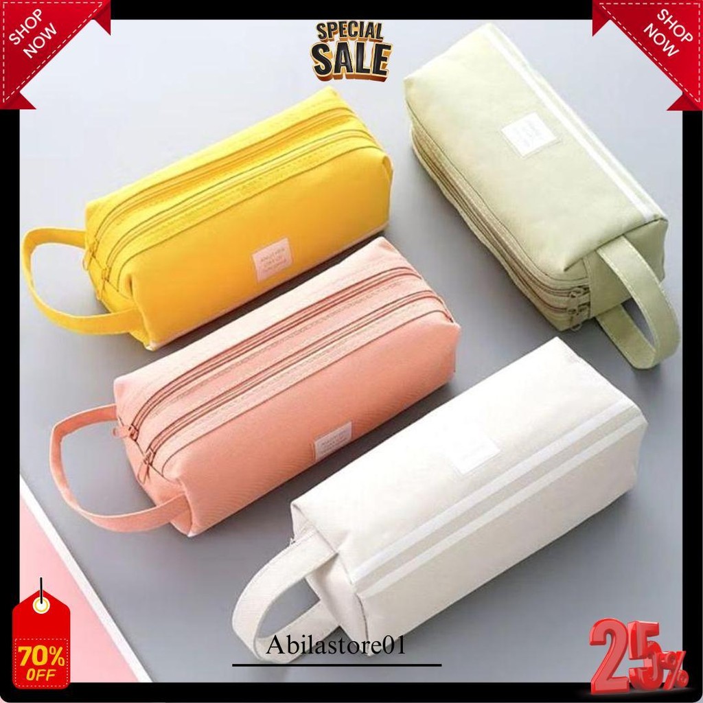 

Munte21- Kotak Pensil Dan Stationery Dual Zipper Dompet Pensil 2 Pouch Original Produk