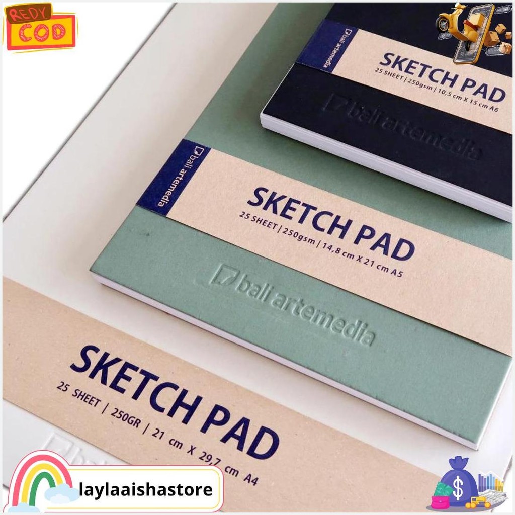 Bali Art Supplies - Sketch Pad 250Gsm - A6/A5/A4 - Sketchbook Binder Original Produk