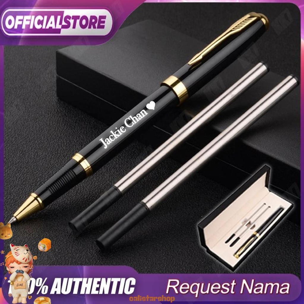 

Request Nama Pena Nama Kustom Logam Kotak Hadiah Pria Wanita Kantor Bisnis Pena Tanda Tangan Dengan 2 Isi Ulang (Hitam) Promo