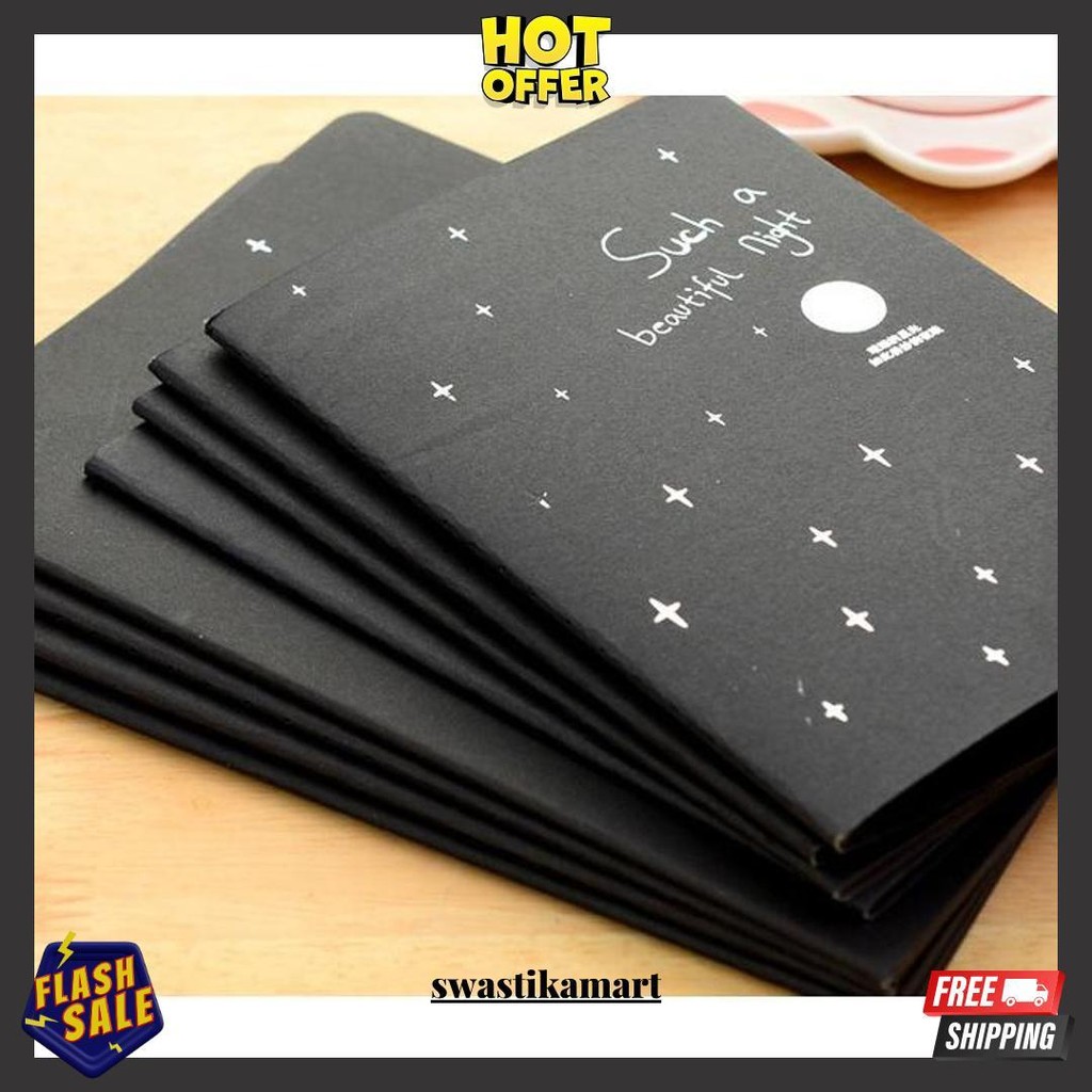 Shercoll - Buku Hitam / Black Book / Buku Tulis Dengan Kertas Hitam Polos / Scrapbook Hitam Terlaris