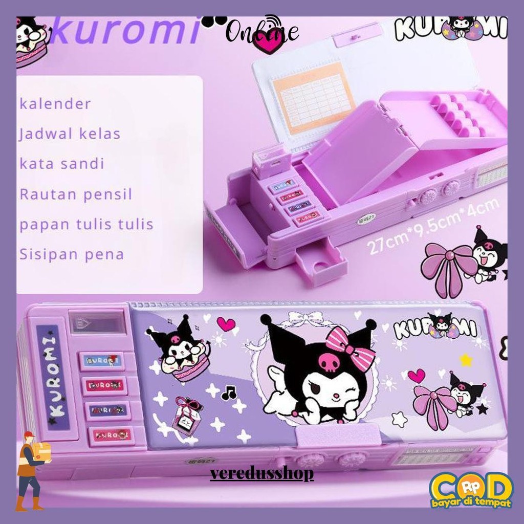 

[Penjual Lokal] Tempat Pensil Kata Sandi Multifungsi Kuromi Kotak Pensil Kedua Sisi Pola Kartun Sanrio Termurah Banget