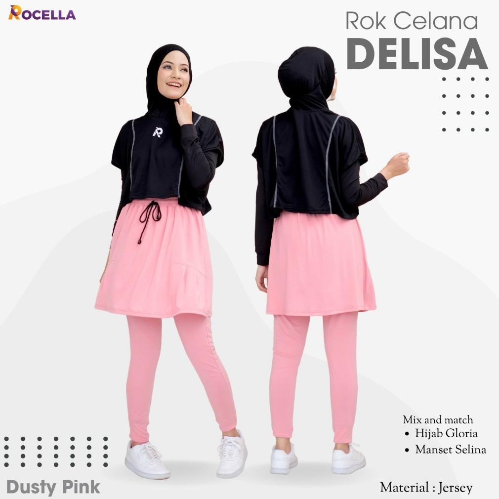 GA24 Setelan Olahraga Hijab Gloria dan Rok Celana Delisa Rocella Rok Celana Olahraga Pakaian Olahrag