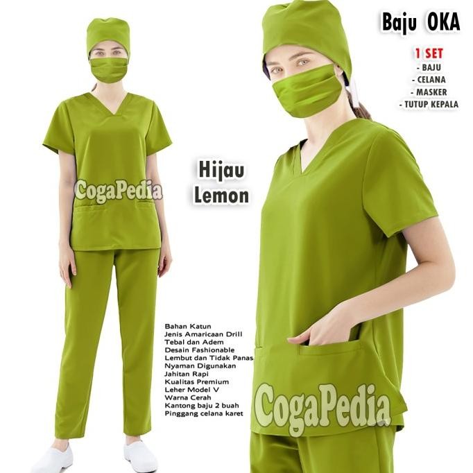 Baju Oka Medis Lengan Pendek Model Terbaru - Seragam Scrub Perawat