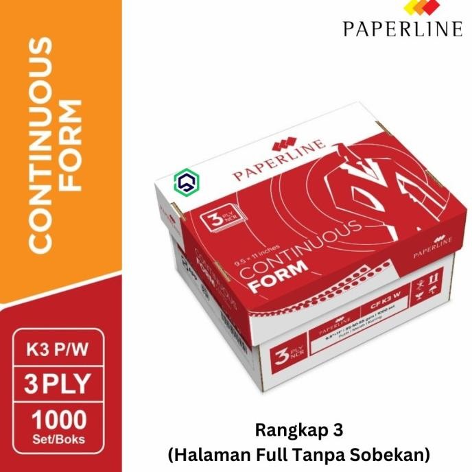 

BEBAS ONGKIR - Continuous Form / Kertas Komputer Paperline 9.5 x11 3ply CF K3 W