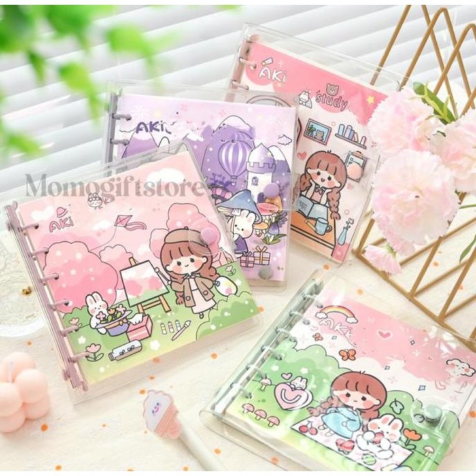 

Promo!! Buku Binder Aesthetic Buku Tulis Kecil Notebook Farm Girl Karakter Aki Kertas Purple Stationery