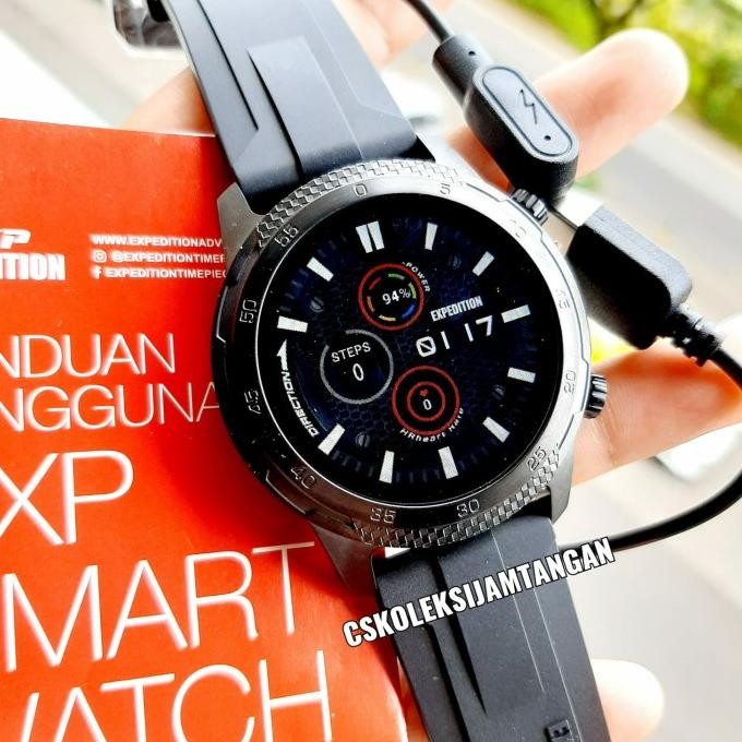 JAM TANGAN PRIA EXPEDITION ESW 1001 SMARTWATCH BLACK RUBBER ORIGINAL LUIS