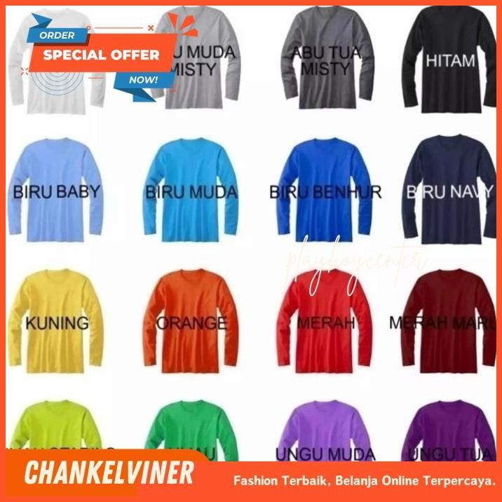 KAOS TSHIRT BAJU MURAH COMBED 30S DISTRO NAVY BIRU DONGKER BANYAK WARNA LENGAN PANJANG SABLON BORDIR