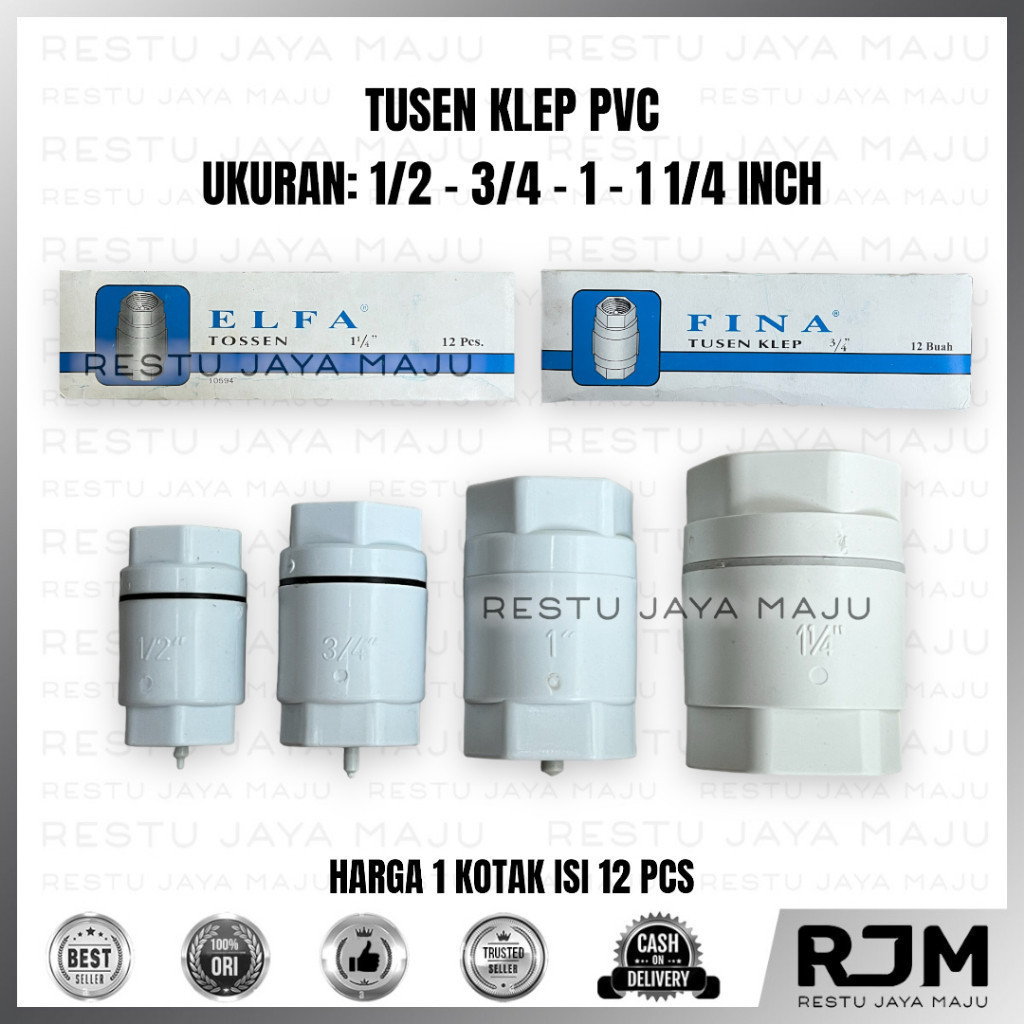 [12 pcs]  Tusen Klep PVC  1/2 3/4 1 1 1/4 " inch Tosen Tussen Foot Valve rj