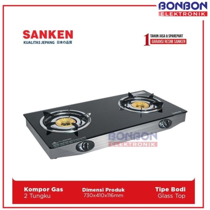Murah Sanken Kompor Gas 2 Tungku Sg-369Dx2 Kaca / Sg 369Dx2