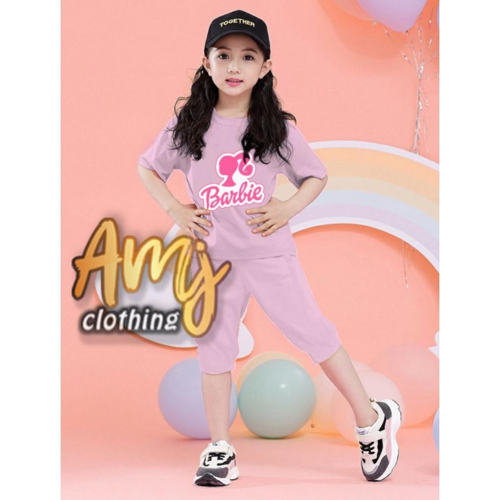 Setelan Anak Perempuan 4/10 Tahun Lengan Pendek Celana 3/4Stelan Anak Perempuan/Stelan Anak Perempua