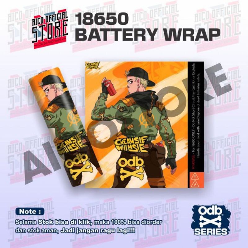 

*PromoTerjangkau* Famstore Stiker Wrap Baterai 18650 O D B X Kremsi Whimse Untuk Melindungi Dan Memperindah Tampilan 8 Garskin Wrap Stiker Premium / Casing Case COD