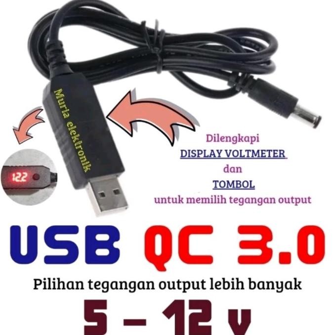 Sale Kabel Usb Step Up 5V To 12V Adjustable Qc 3.0 Cable Usb Step Up 5-12V