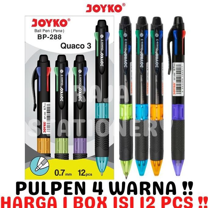 

Murah!! Joyko Ball Pen 4 Colours Black Blue Red Green Bolpen Pulpen 4 Warna Joyko Hitam Biru Merah Hijau Bp-288 [12Pcs]