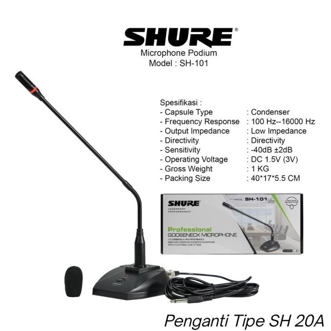 mic meja shure sh 20a/sh20a podium kabel F83
