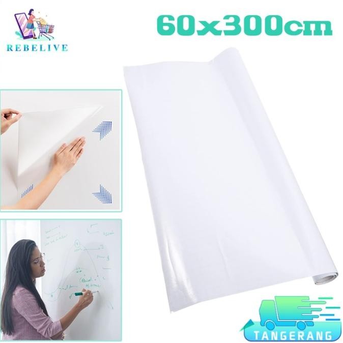 

Murah!! 60Cmx3M Stiker Papan Whiteboard Sticker White Board Tempel