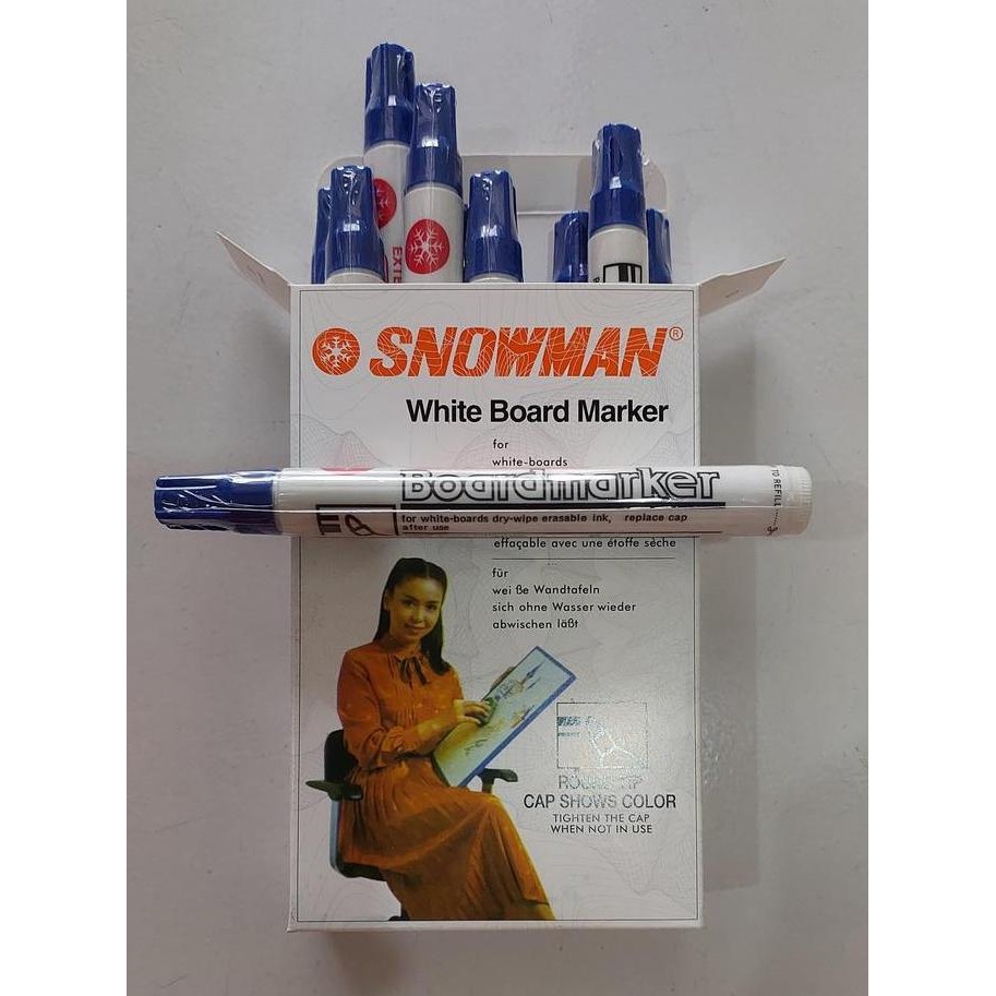 

Murah!! Spidol Snowman Hitam Boardmarker/Papan Tulis/Bisa Dihapus Bg12 Isi 12Pcs