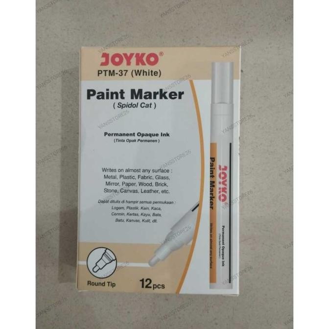 Murah Spidol Putih Joyko Permanen ( 1 Pack : 12 Pcs )