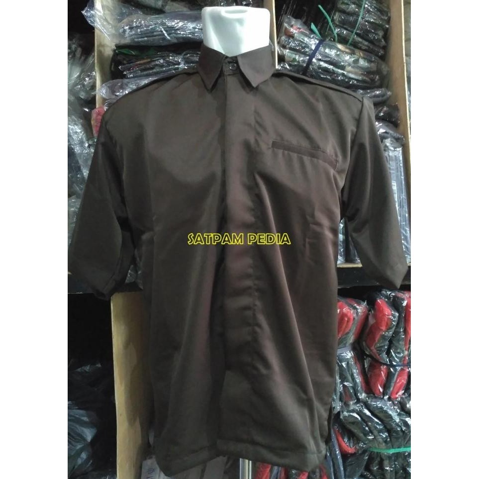 Seragam Safari Satpam Coklat Kancing Dalam - Safari Satpam `