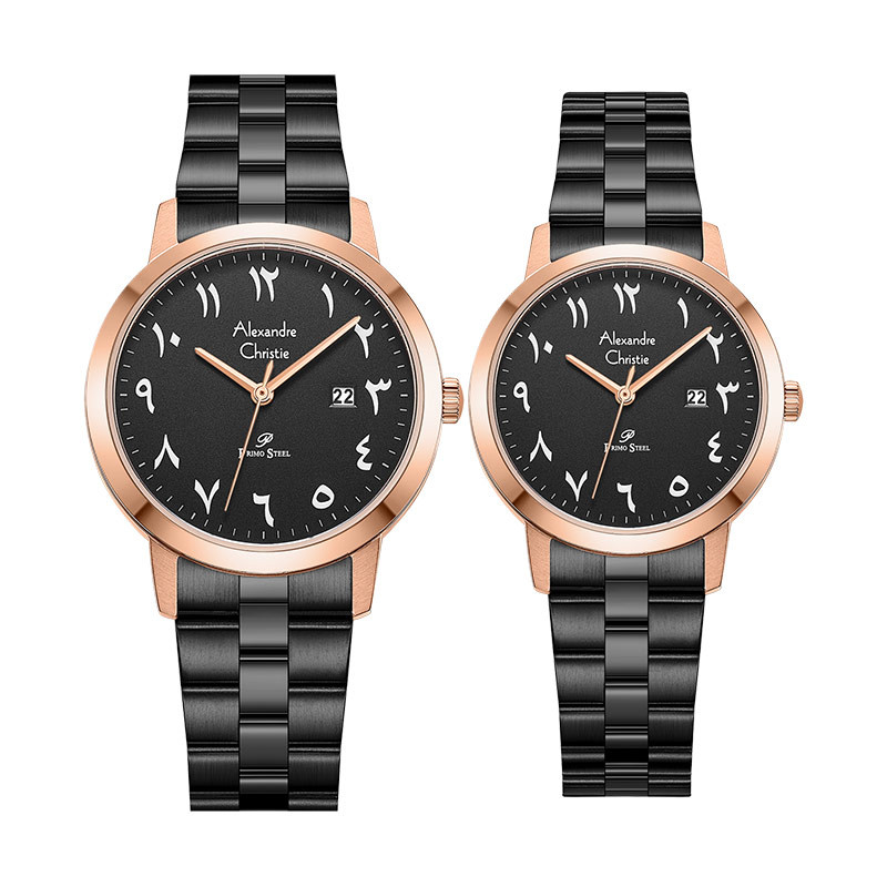 Jam Tangan Couple Alexandre Christie Primo Steel AC 1007 BBRBASL ACF-1007 AC 1007 AC1007 Couple Blac