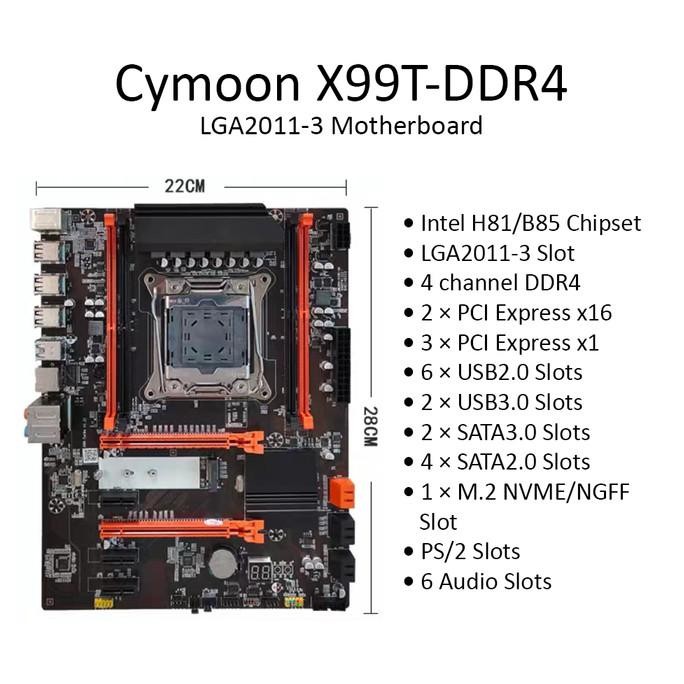 Cymoon X99 Motherboard LGA 2011-3 DDR4 Mainboard Mobo USB3 SATA3