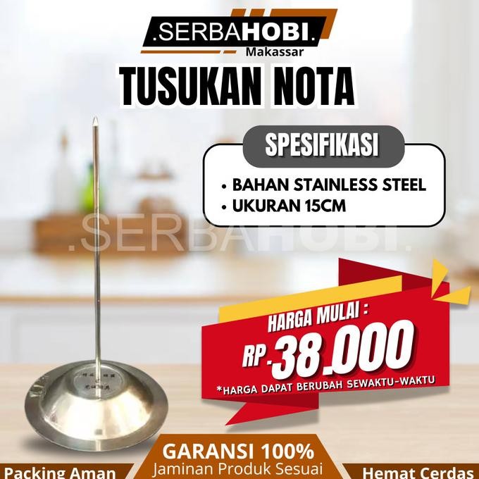 

best seller] Tusukan Nota / Bell Meja / Bill Holder Tab Grabber Penjepit Kertas Bon Stainless Steel