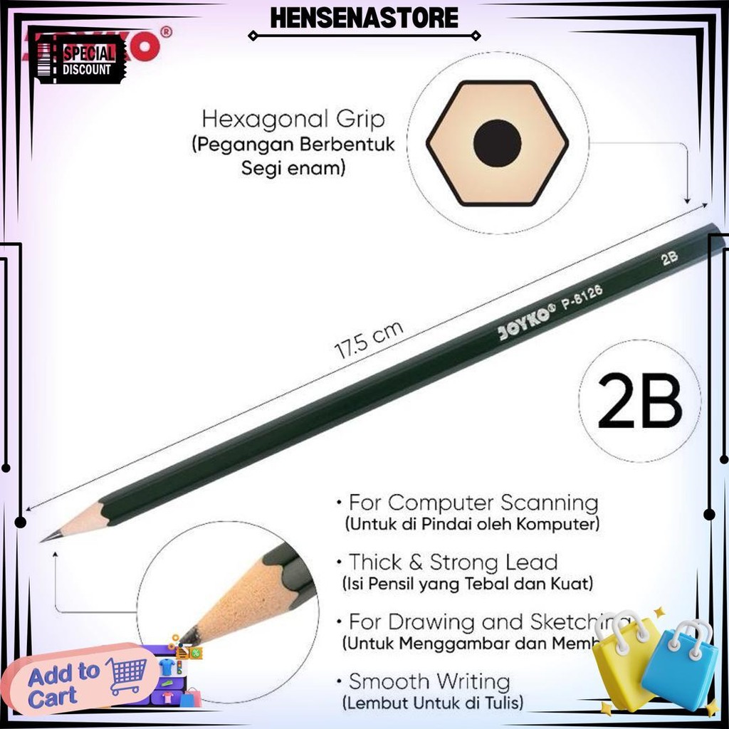 

Pensil Pencil Joyko P-8126 2B 1 Box 12 Pcs D Promo Puncak
