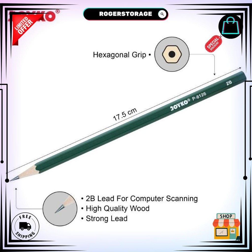 

12 Pcs Pensil Joyko P-8126 / Pensil 2B Joyko D Promo 4.4