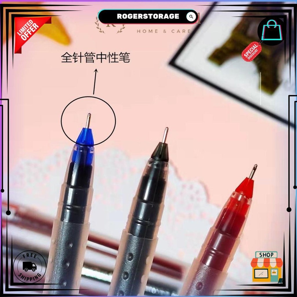 

12Pcs Pulpen Gel Haris / Pen New Jell Hitam / Ballpont New Gel Mata Jarum Tip 0.4Mm D Gratis Ongkir