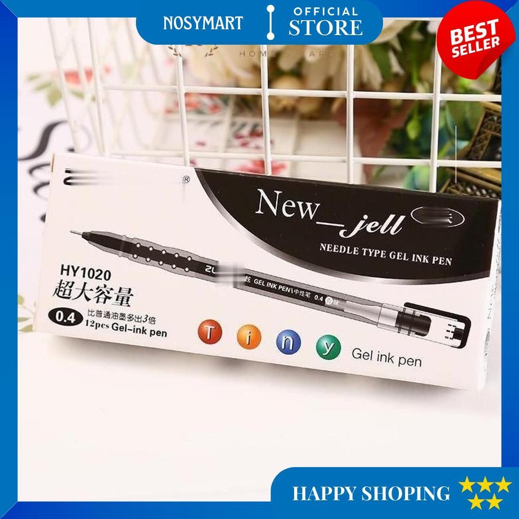 

12Pcs Pulpen Gel Haris / Pen New Jell Hitam / Ballpont New Gel Mata Jarum Tip 0.4Mm D Gratis Ongkir