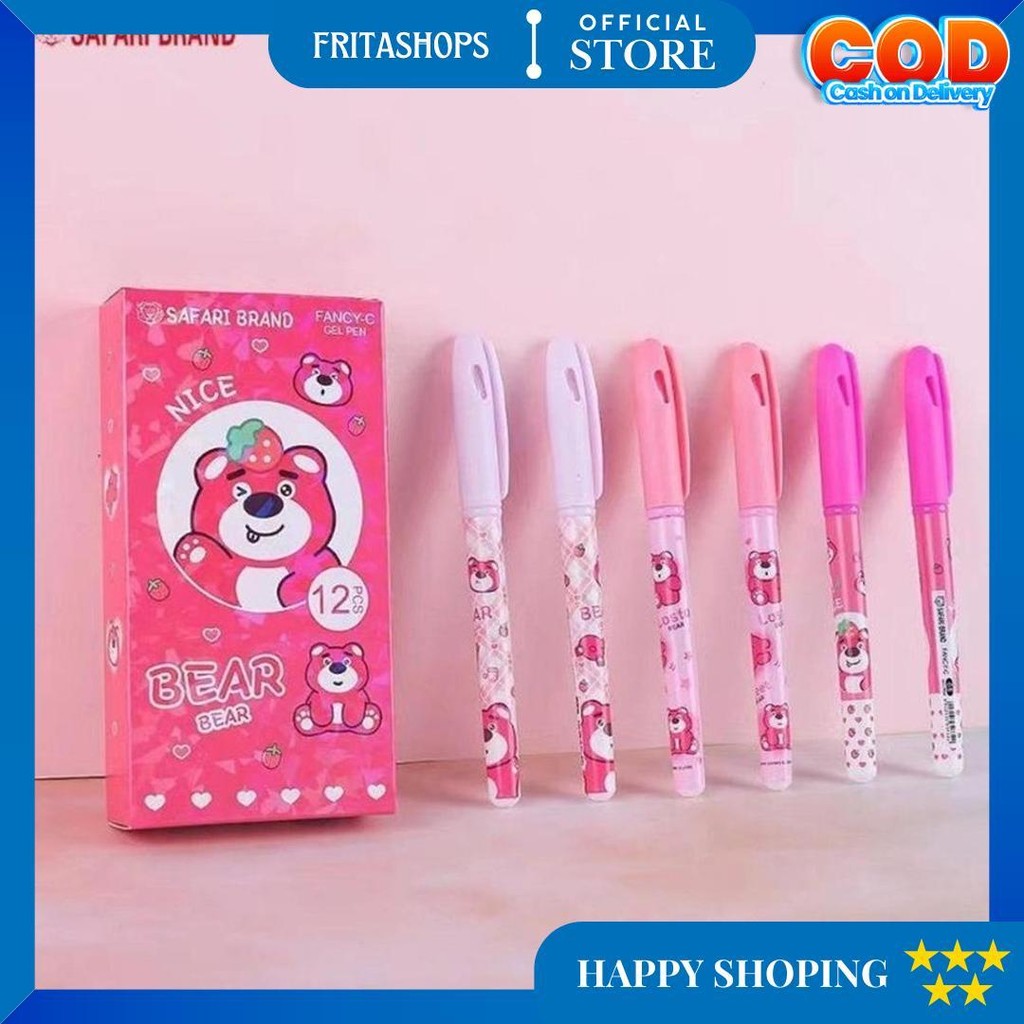 

(Fancy Tutup-Lusin) Pulpen Bolpen Ballpoint Bulpen Gel Gell Jel Pen Motif Karakter Lotso Pink Bear Ultraman Cute Pet 0.5Mm D Promo 4.4