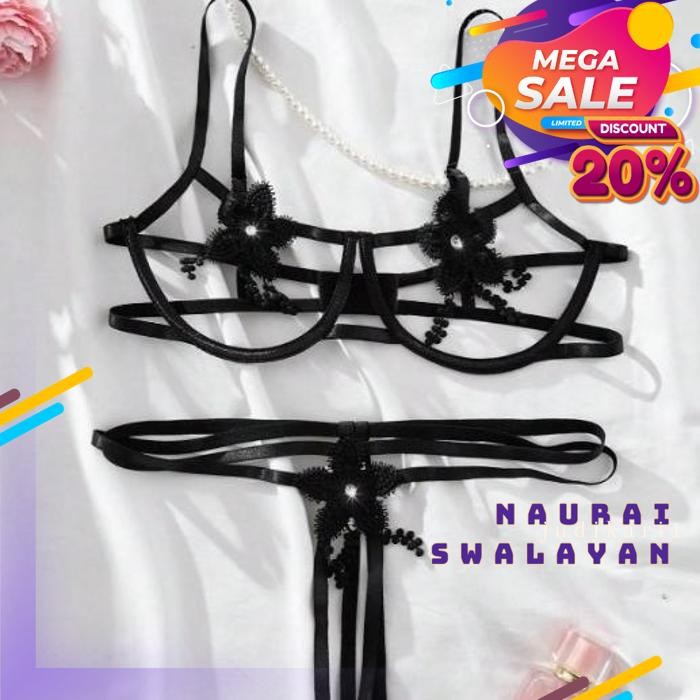 LINGERIE SEXY SET BRA CD BERKAWAT SLEEPWEAR  BY NAURAI SWALAYAN BAHAN BERKELAS