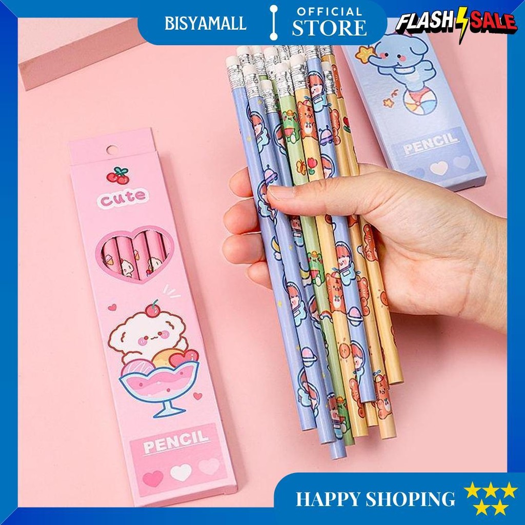 

6Pcs Pensil Motif Kartun Lucu/Pensil Murah Meriah Atk D Sale
